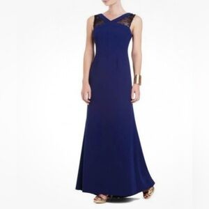 BCBGMAXAZARIA Blue gown with black lace size 12 NWT